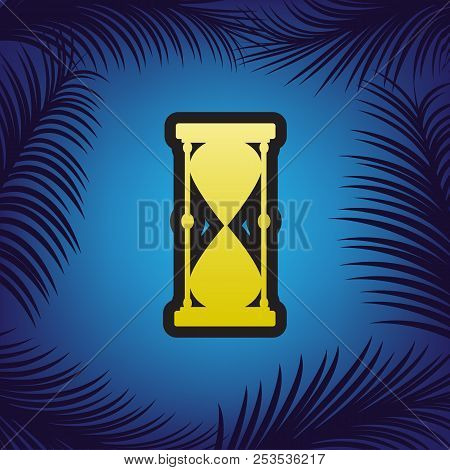 Hourglass Sign Illustration. Vector. Golden Icon With Black Cont