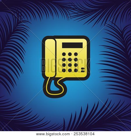 Communication Or Phone Sign. Vector. Golden Icon With Black Cont