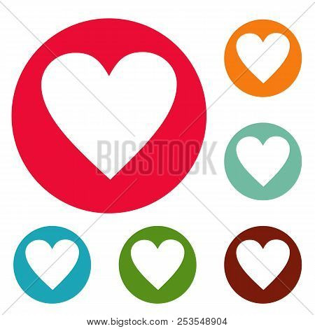 Red Heart Icons Circle Set  Isolated On White Background