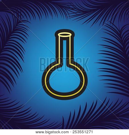 Tube. Laboratory Glass Sign. Vector. Golden Icon With Black Cont