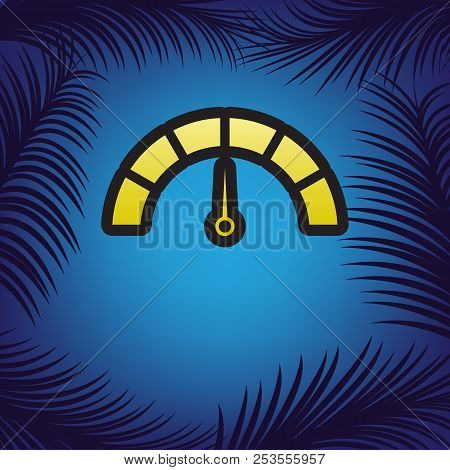 Speedometer Sign Illustration. Vector. Golden Icon With Black Co