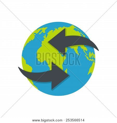 Moving Earth Icon. Flat Illustration Of Moving Earth  Icon Isolated On White Background
