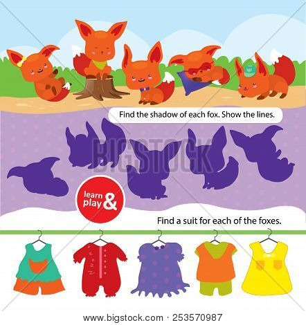 Task For Development Care And Logic For Children. Learn And Play At Same. Find Right Shade For Each 
