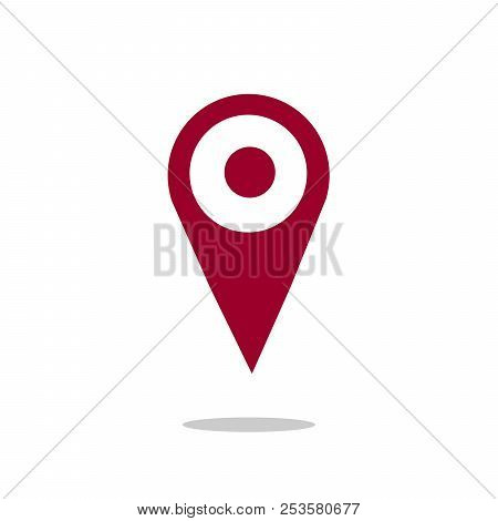 Flat Design Map Pin Red Style Modern Icon, Pointer, Label, Minimal Vector Symbol, Marker Sign, Stock