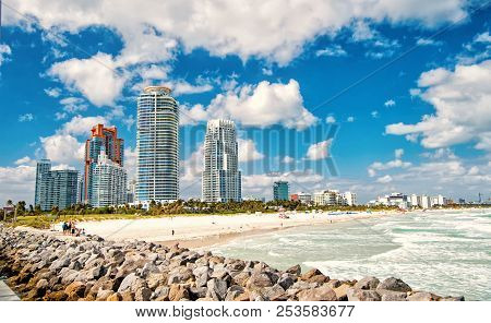 Aerial View Of South Miami Beach And Skycrappers