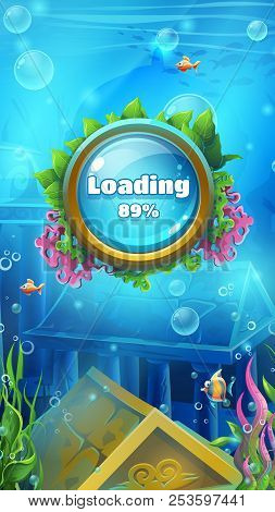 Atlantis Ruins - Vector Illustration Mobile Format Loading Screen To The Computer Game. Bright Backg