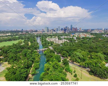 Top View Austin Downtown From Barton Creek Greenbelt