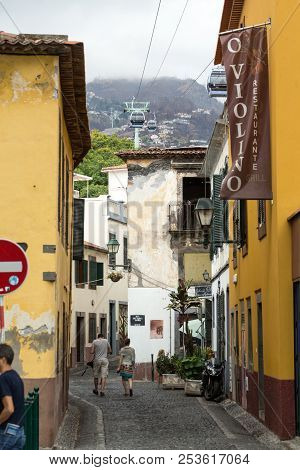 Funchal,madeira, Portugal, September 4, 2016: Zone Velha - The Oldest District Famous For Its Best R