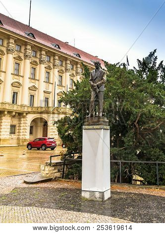 Prague, Czech Republic -july 23,2017: The Statue Of Edvard Benes In Front Of The Czernin Palace. He 