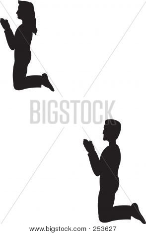 Mężczyzna i kobieta klęczy