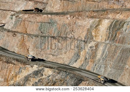 Dump Trucks In Super Pit - Kalgoorlie - Australia
