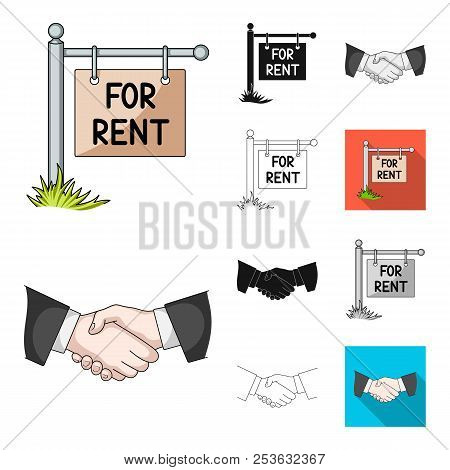Realtor, Agency Cartoon, Black, Flat, Monochrome, Outline Icons In Set Collection For Design. Buying