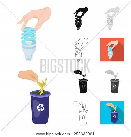 Manipulation By Hands Cartoon, Black, Flat, Monochrome, Outline Icons In Set Collection For Design. 
