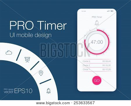 Timer Application Ui Design Concept Stock Vector