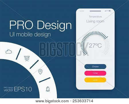 Weather Ui. Material Design. Stock Vector Illustration