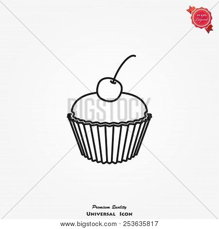Cupcake Icon Vector On Background, Food Symbol