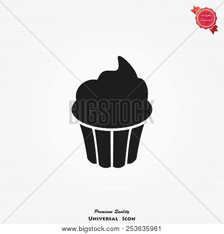 Cupcake Icon Vector On Background, Food Symbol