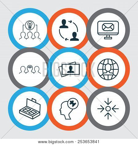 Corporate Icons Set With Project Target, Collaborative Idea, Business Card And Other Collaborative S