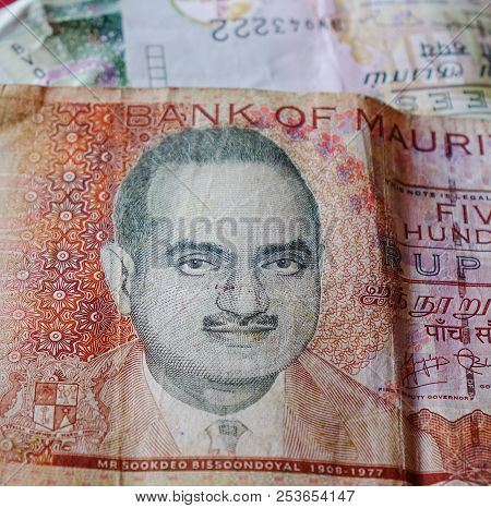 Mauritius Rupee (mur) Billnotes With Portrait. Money Background.