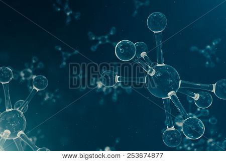 Molecules, Atoms Bacground. Medical Background For Banner Or Flyer. Molecular Structure At The Atomi
