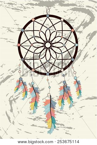 Dream Catcher Boho Native American Indian Talisman Dreamcatcher. Clothes Ethnic Tribal Design. Magic