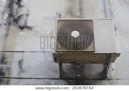 Old Condencer From Air Conditioning On Wall.