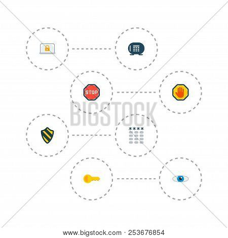 Set Of Procuring Icons Flat Style Symbols With Stop, Vault, Eye And Other Icons For Your Web Mobile 