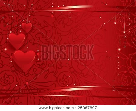 เวกเตอร์ภาพ - เทศกาลพื้นกับหัวใจสีแดง