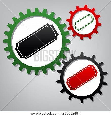 Ticket Sign Illustration. Vector. Three Connected Gears With Ico