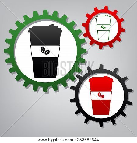 Tv Microphone Sign Illustration. Vector. Three Connected Gears W