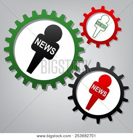 Tv News Microphone Sign Illustration. Vector. Three Connected Ge