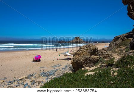 Atlantic Ocean, Sunshine View From Castelejo Beach, Algarve, Portugal.