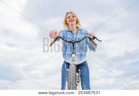 Top Mental Benefits Of Cycling. Woman Likes To Ride Bike. Can Everyday Bicycling Make You Happier. G