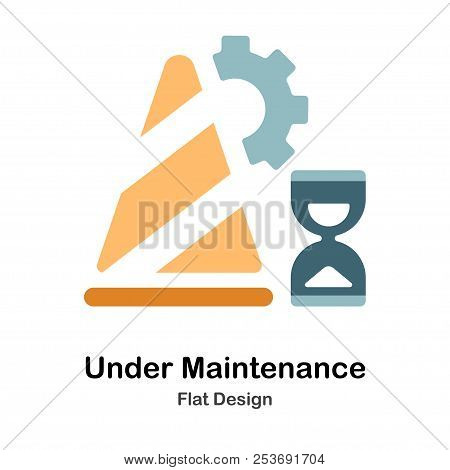 Under Maintenance Icon In Flat Color Design Vector Illustration