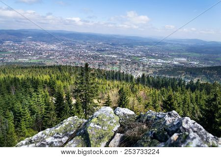 Rock Formation On Jested Mountain, Liberec In Background, Czech Republic