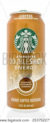 Winneconne, Wi - 13 August 2018: A Can Of Starbucks Doublshot Energy Drink In Coffee Flavor On An Is
