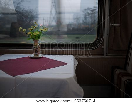 Window Seat Cabin On One Of The Old Trains Crossing Across Central And Easter Europa