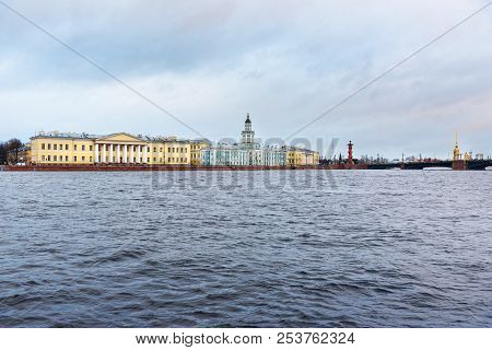 View Of Universitetskaya Embankment In Saint Petersburg, Russia