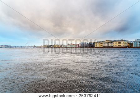 View Of Universitetskaya Embankment In Saint Petersburg, Russia