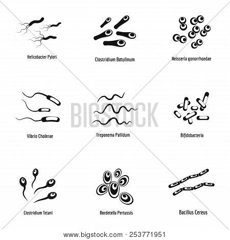 Pathogenic Microorganism Icons Set. Simple Set Of 9 Pathogenic Microorganism Icons For Web Isolated 