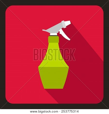 Sprayer Bottle Icon In Flat Style On A Crimson Background Illustration
