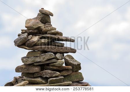 Close-up Abstract Image Of Rough Natural Brown Uneven Different Sizes And Forms Mountain Stones Bala