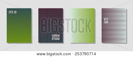 Minimal Green Zig Zag Banner Templates, Wavy Lines Gradient Stripes Backgrounds For Fashion Cover. C