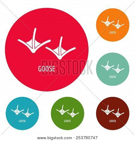 Goose Step Icons Circle Set Isolated On White Background