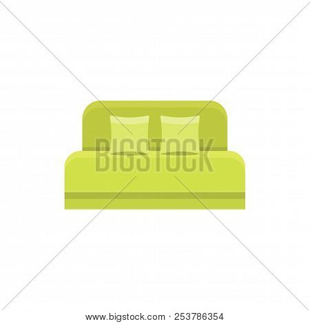 Green Daybed With Headboard 2 Pillows. Comfortable Sofa. Vector Illustration. Flat Icon Of Settee. E