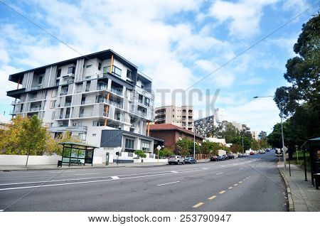 Traffic Road And Australian People Walking Besign Road In Perth, Australia