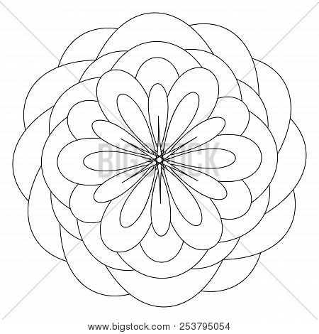 Mandala Template With Flower In The Center Anti Stress Therapy Pattern Coloring Book