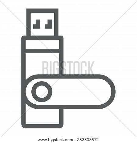 Usb Flash, Flash Card Line Icon, Electronic And Device, Memory Sign, Vector Graphics, A Linear Patte