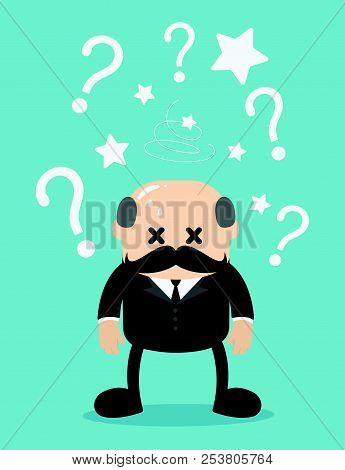 Concept Businessman Confused With Question Mark On Background , Glabrous Boss