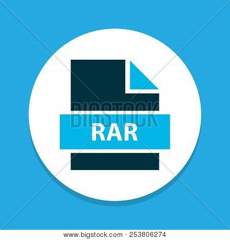 File Rar Icon Colored Symbol. Premium Quality Isolated Winrar Element In Trendy Style.